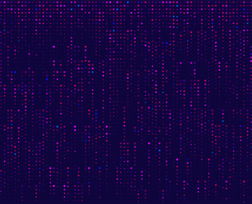 Abstract minimal pink purple blue vertical random dotted pattern on dark blue background