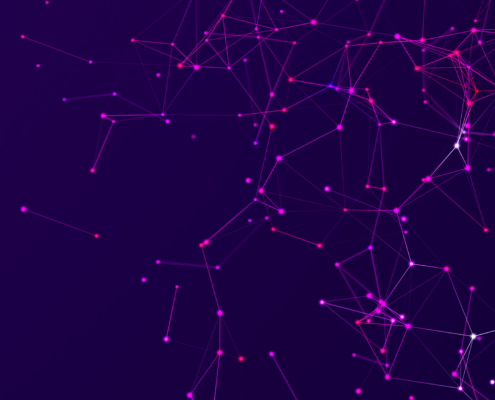 Abstract connection of purple dots on a violet background